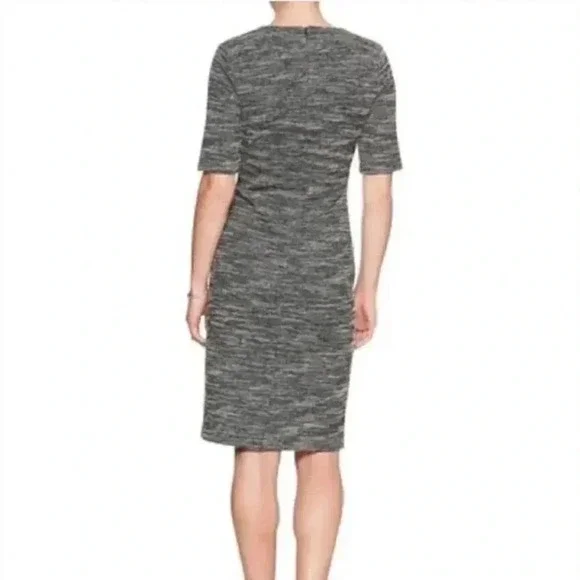 Banana  Republic Boucle Sheath Dress Size 6 Petite Black White - Picture 3 of 13